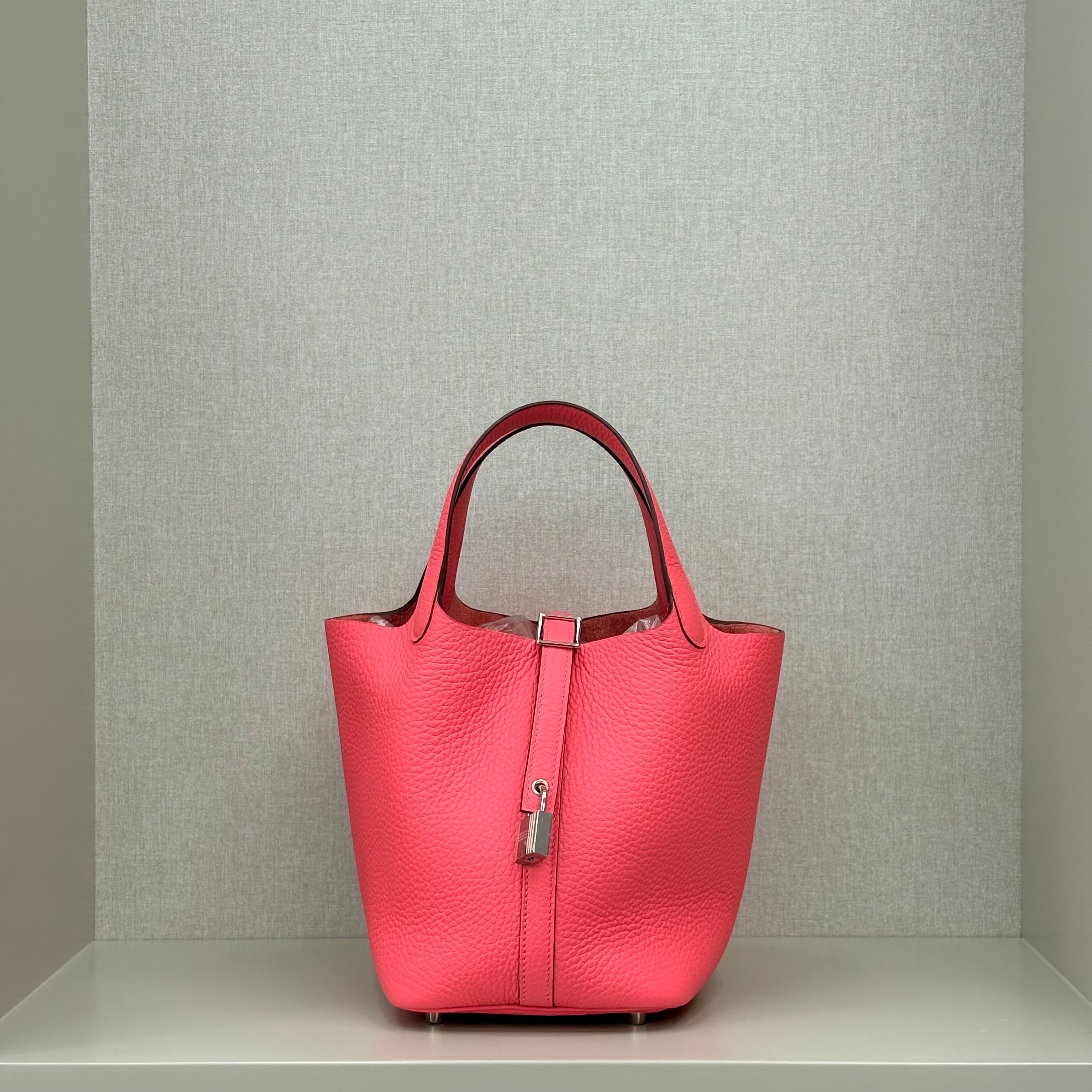 Hermès Picotin 18 | Rose Azalee Clemence Leather | New