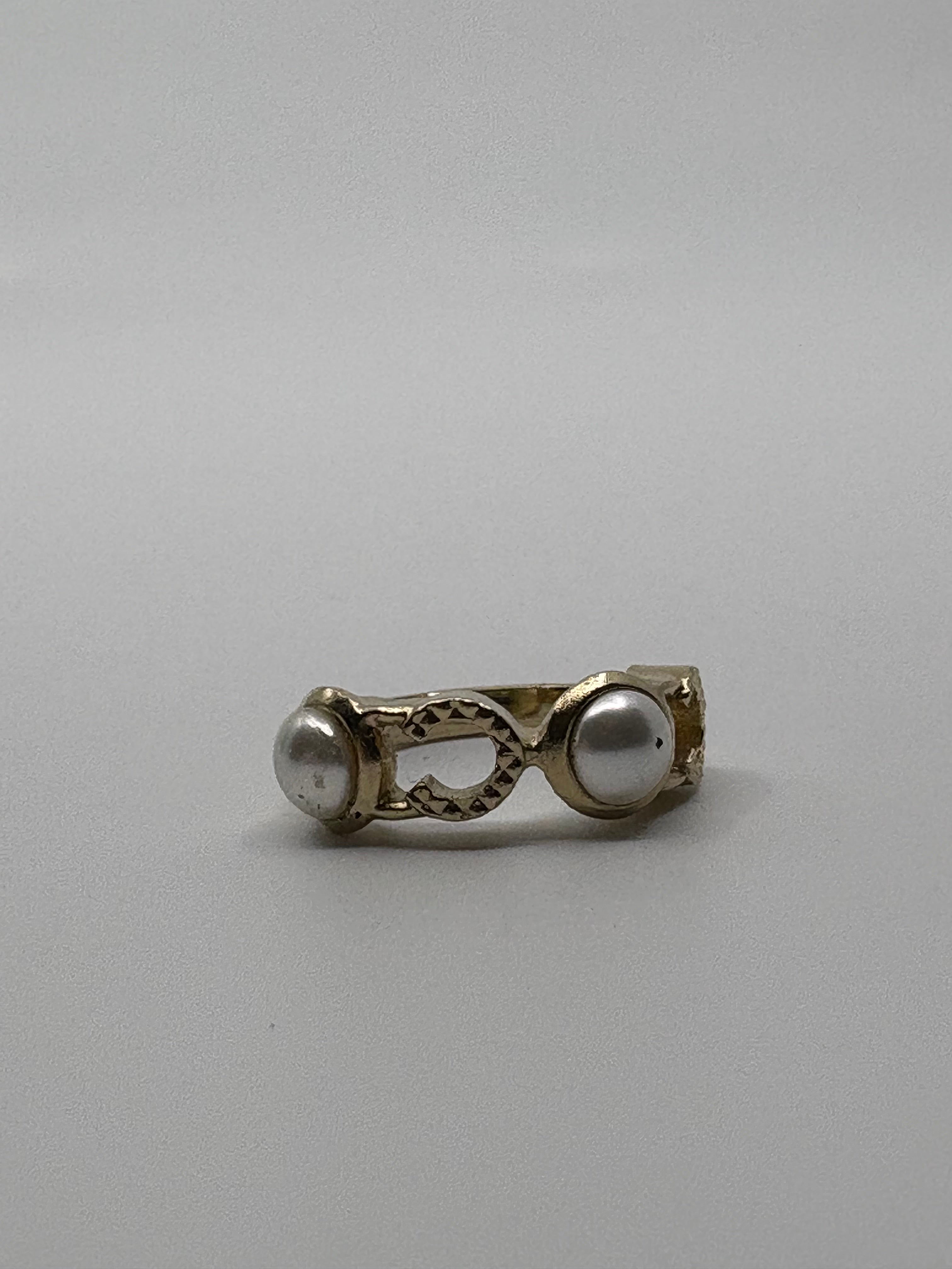 Chanel Ring Gold Tone with Pearl Pre-Owned