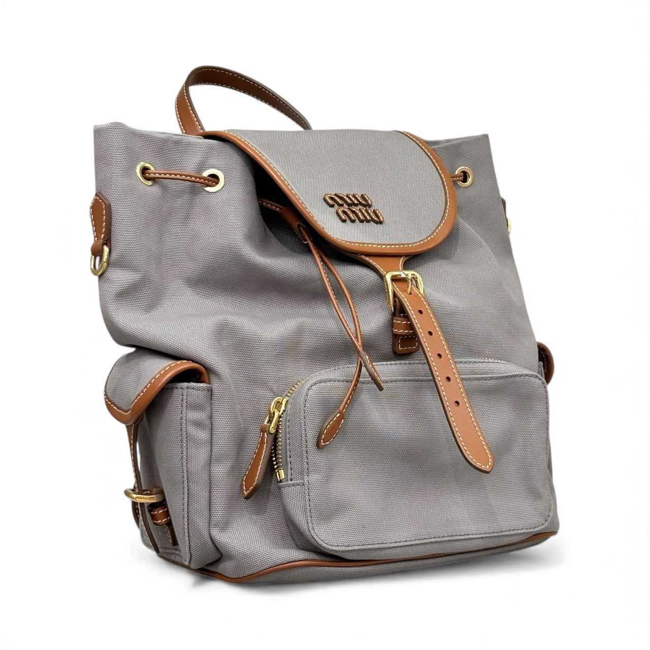 Miumiu Canvas & Leather Backpack Medium