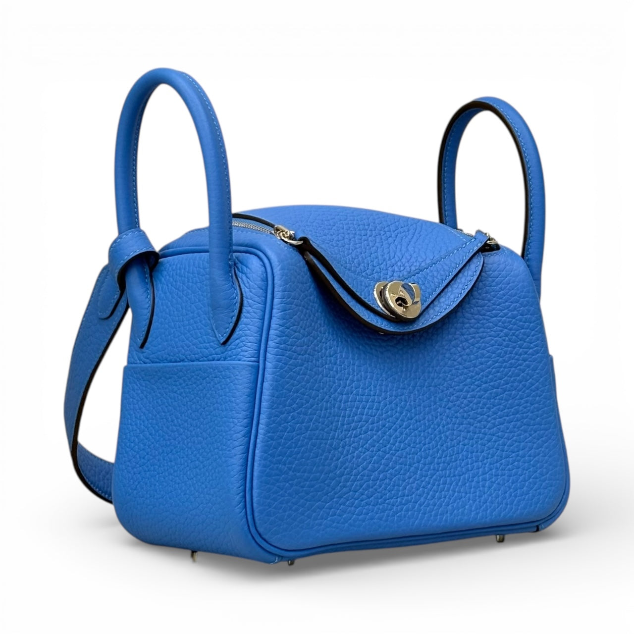 HERMÈS Mini Lindy Blue Pre-Owned|Serial Number: KBY889MA