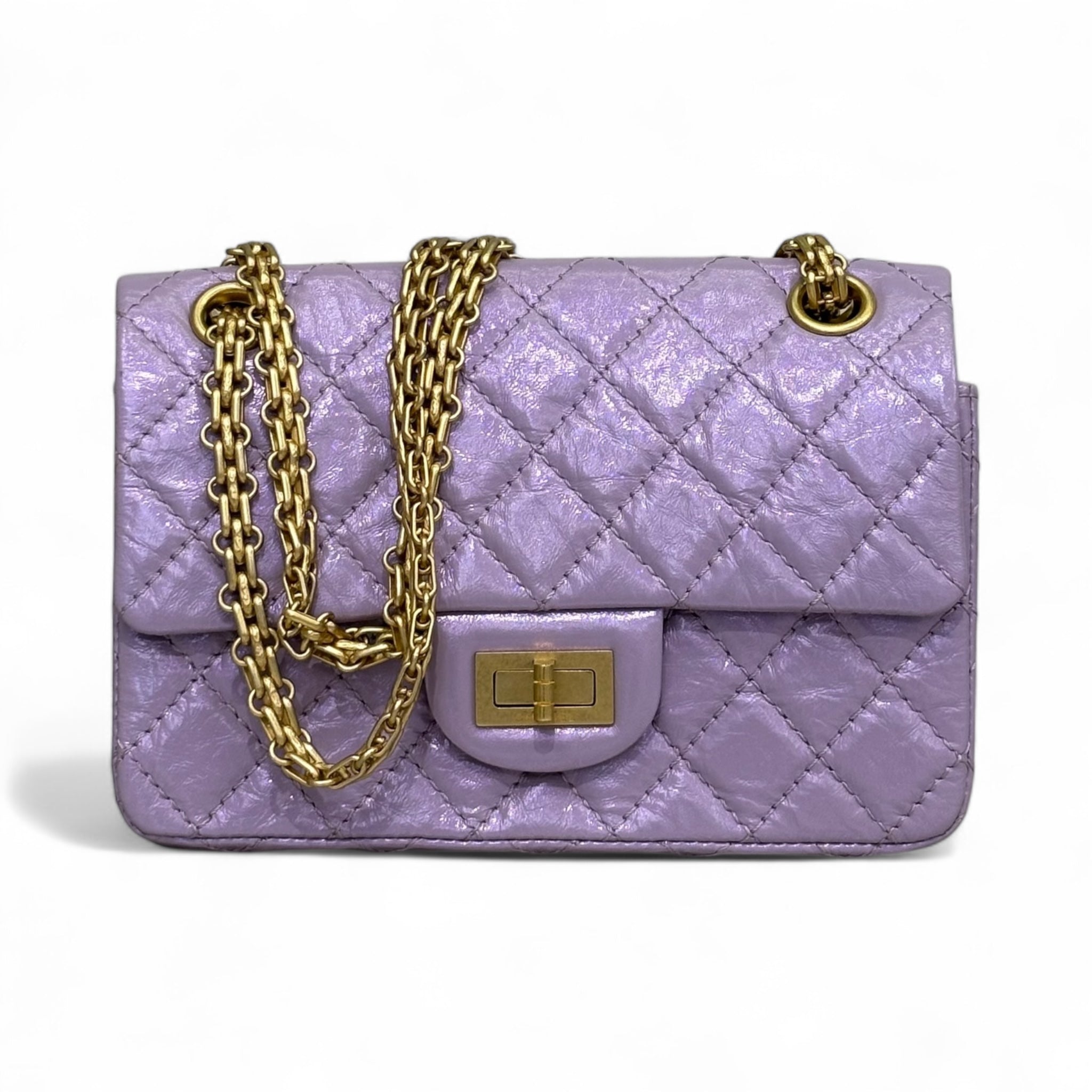 Chanel Mini 2.55 Metallic Purple GHW Pre-Owned