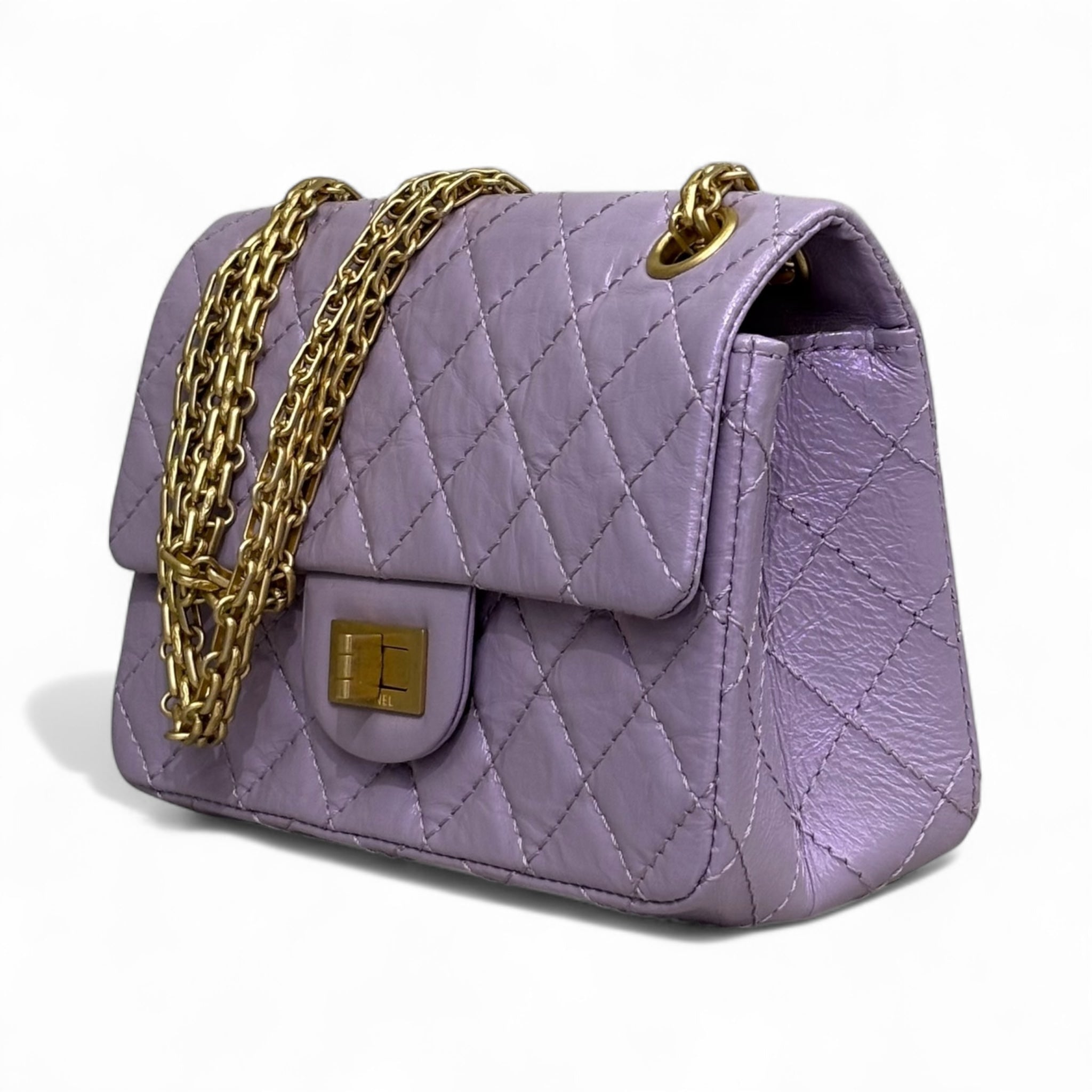 Chanel Mini 2.55 Metallic Purple GHW Pre-Owned