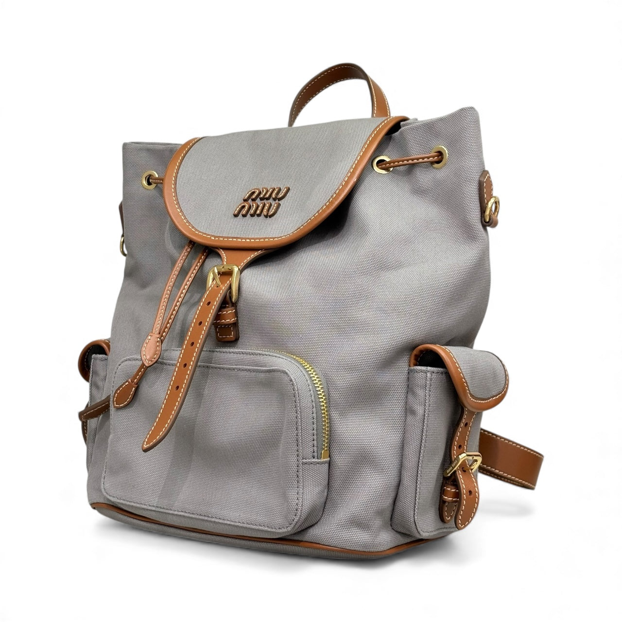 Miumiu Canvas & Leather Backpack Medium