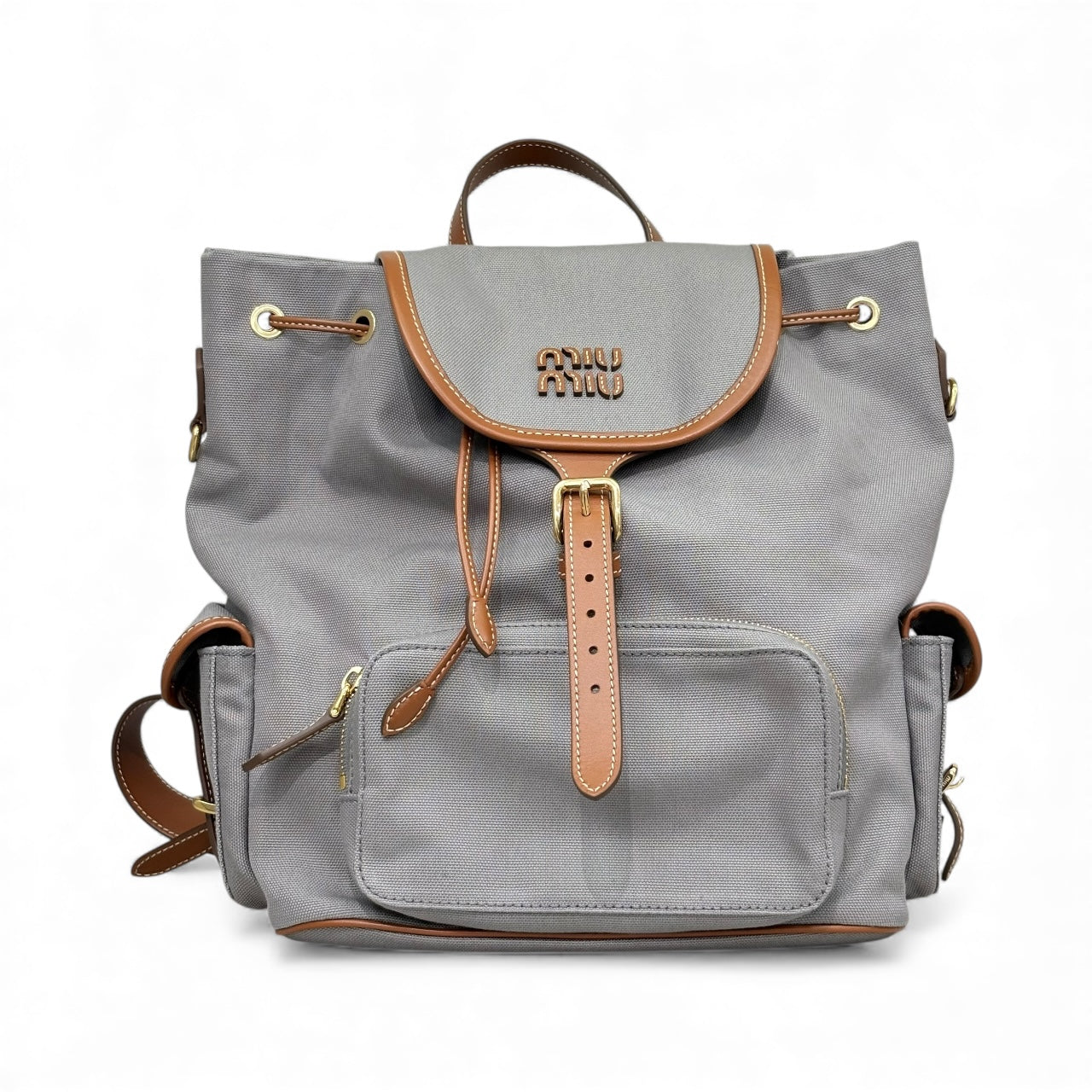 Miumiu Canvas & Leather Backpack Medium