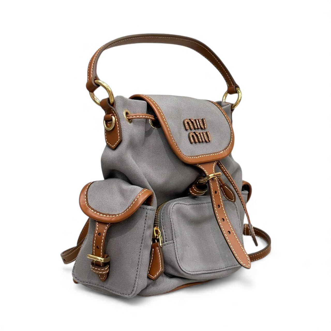 Miumiu Canvas & Leather Backpack Small