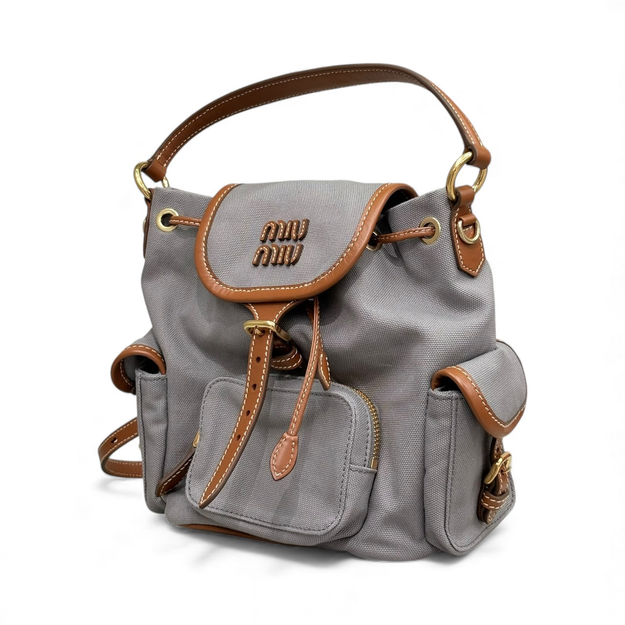 Miumiu Canvas & Leather Backpack Small