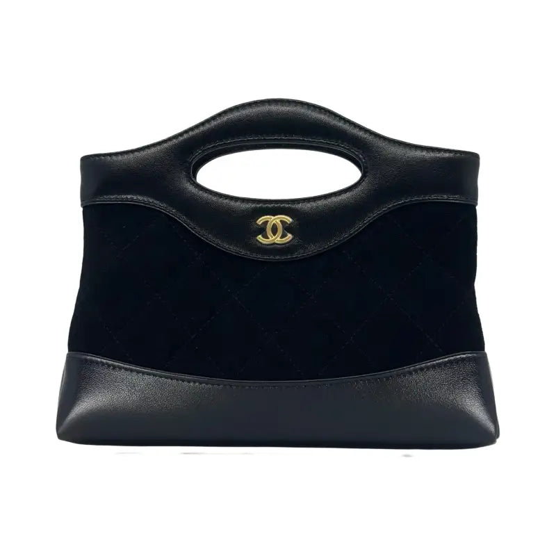 Chanel 31 Nano Bag | Black Suede & Calfskin | Gold Hardware | New Full Set