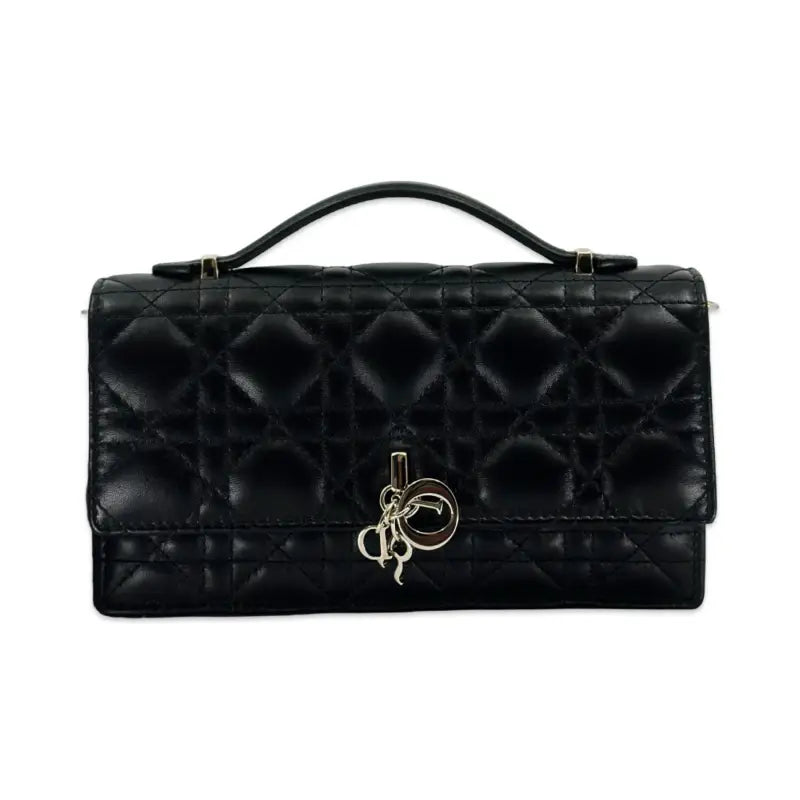 Dior Mini My Dior Top Handle Clutch | Black Lambskin Cannage | NEW