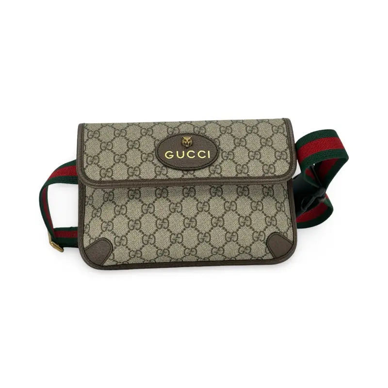 Gucci Neo Vintage Double Flap Messenger | GG Supreme Monogram | Web Stripe | PRE-OWNED EXCELLENT