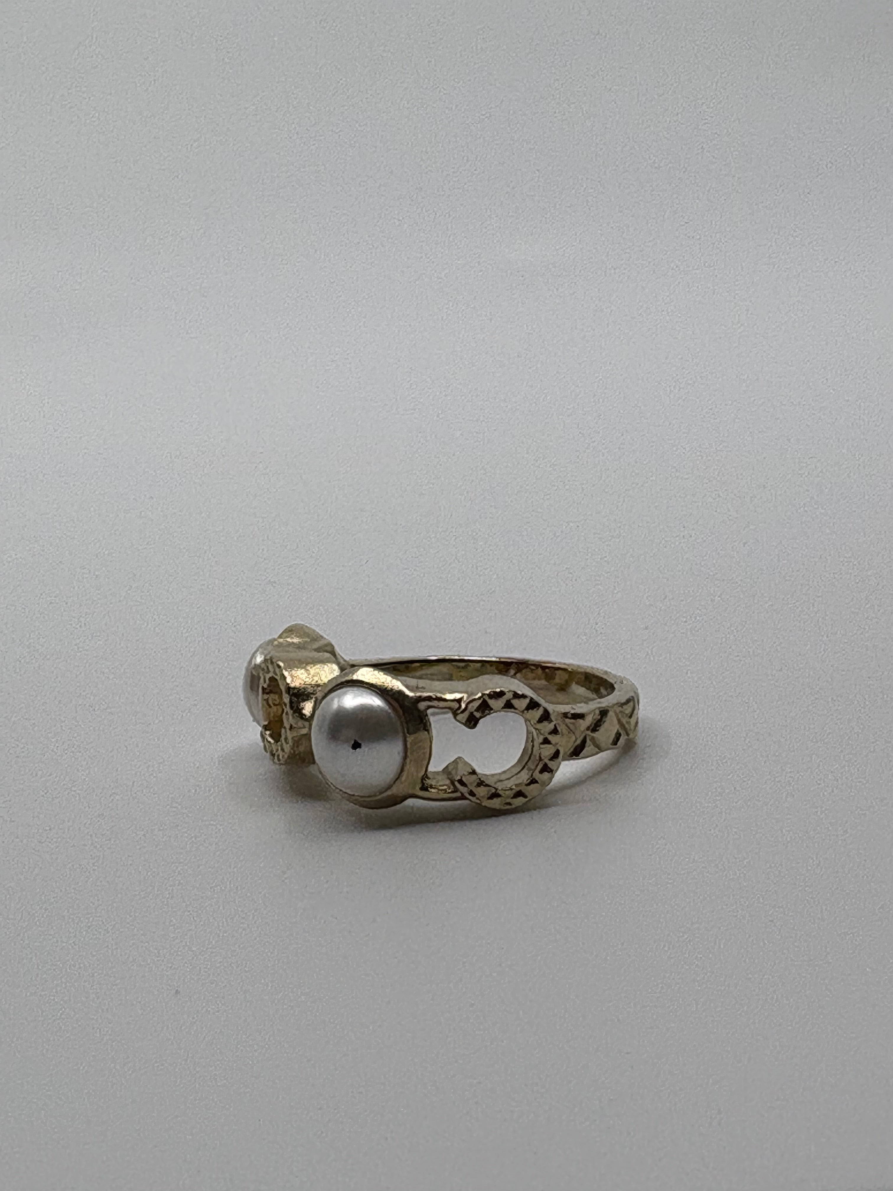 Chanel Ring Gold Tone with Pearl Pre-Owned