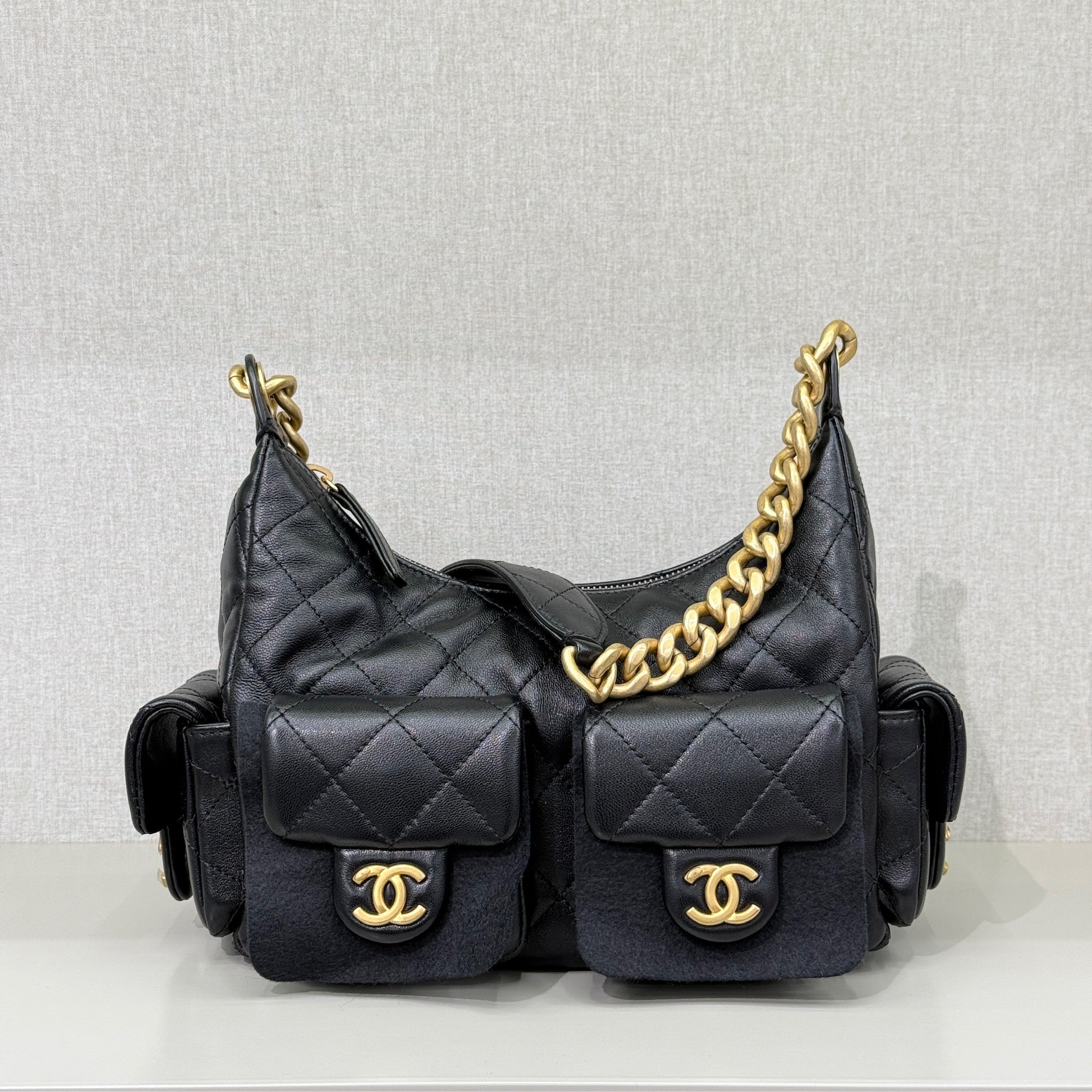CHANEL Hobo Black Gold Pre-Owned
