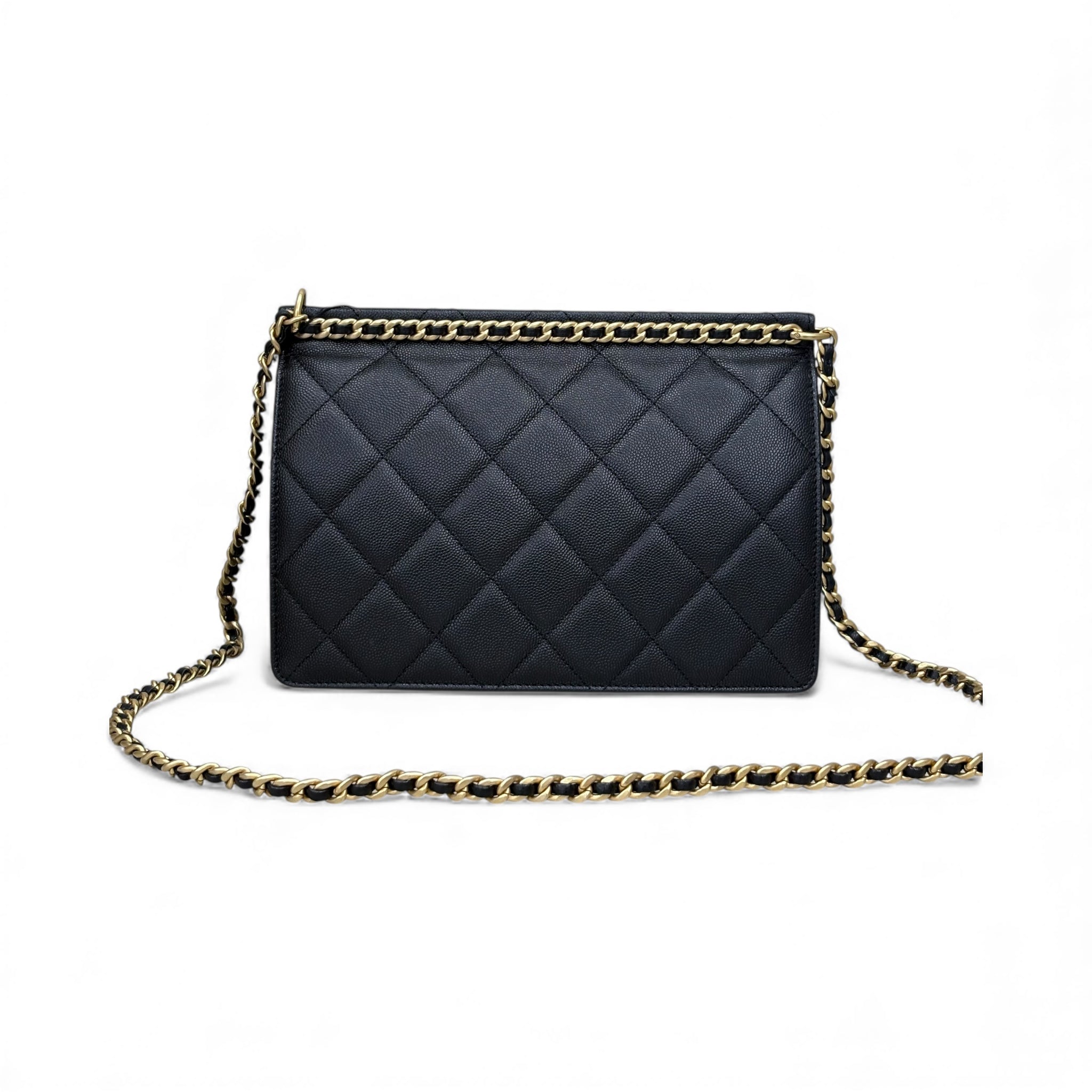CHANEL Caviar Quilted Chain Frame Flap Black