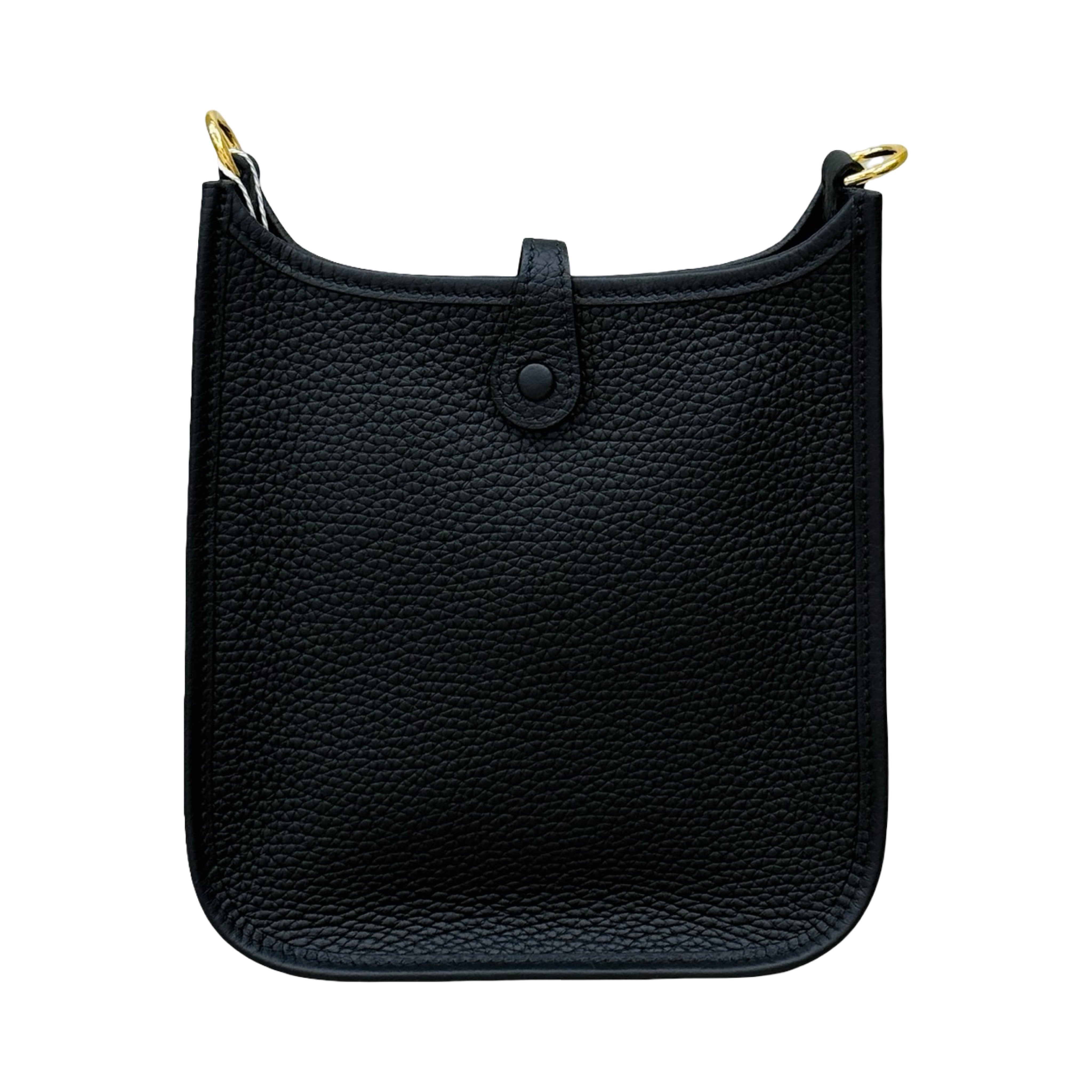 Hermès Mini Evelyne | Black Clemence Leather | Gold Hardware | New