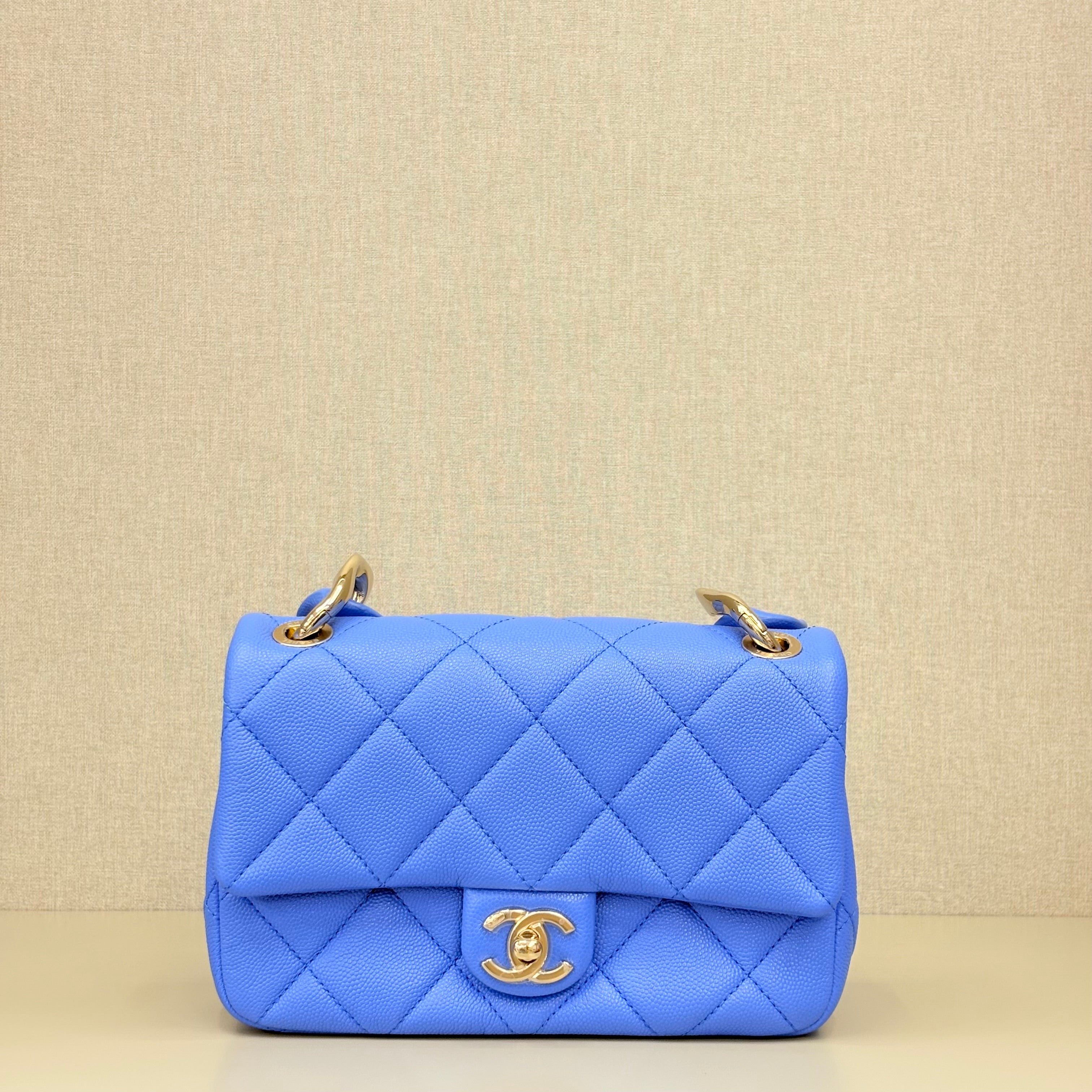 Chanel Mini Flap Blue Caviar Leather Pre-Owned