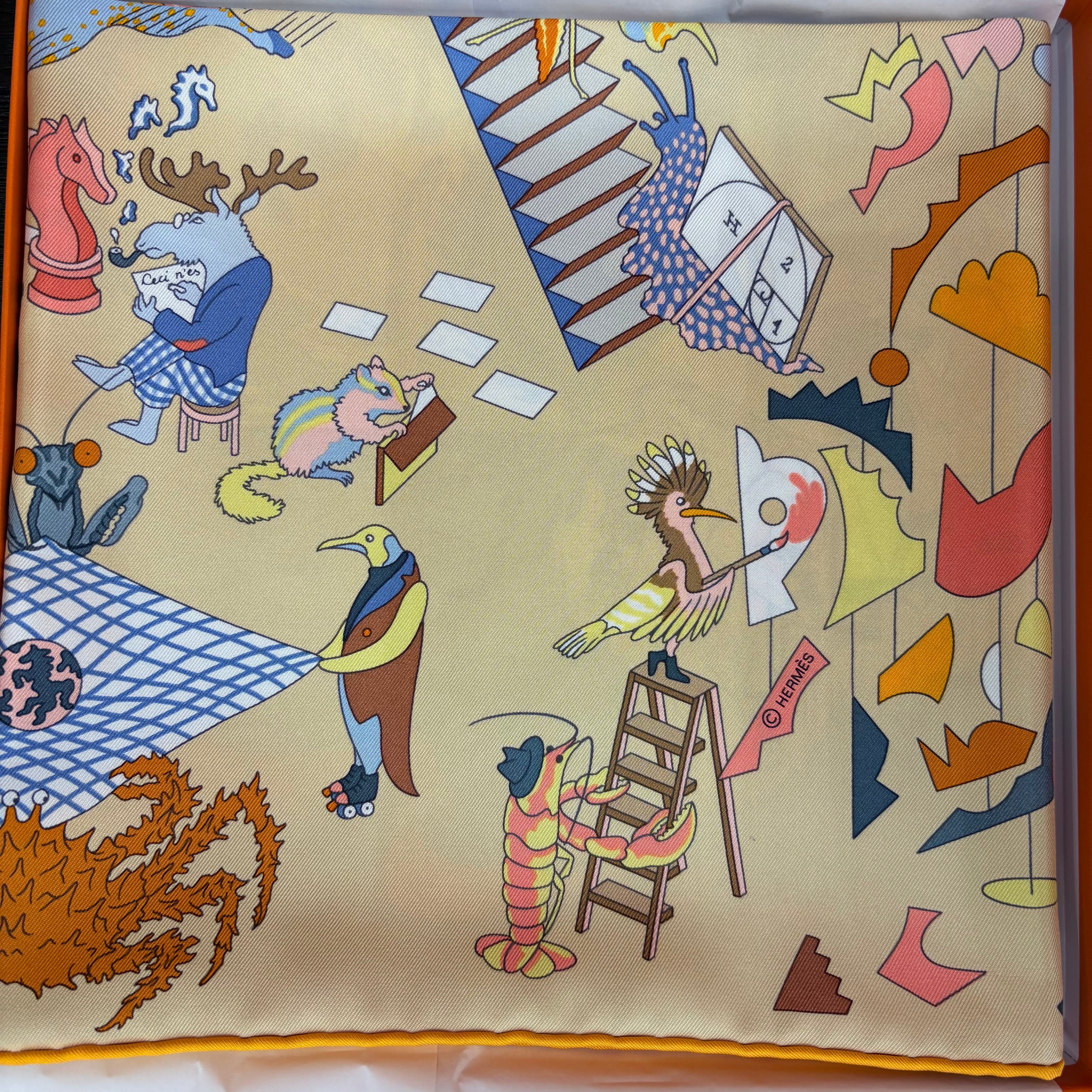 HERMÈS Academia Hippica Scarf 90 Yellow | New