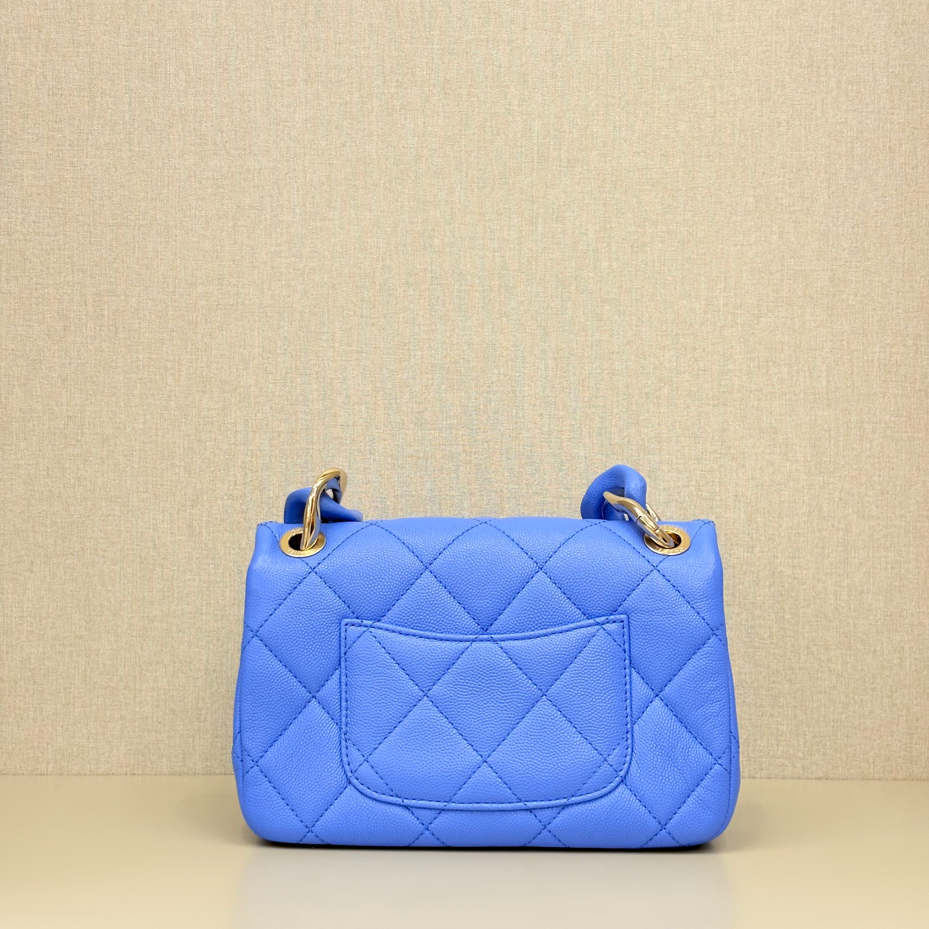 Chanel Mini Flap Blue Caviar Leather Pre-Owned