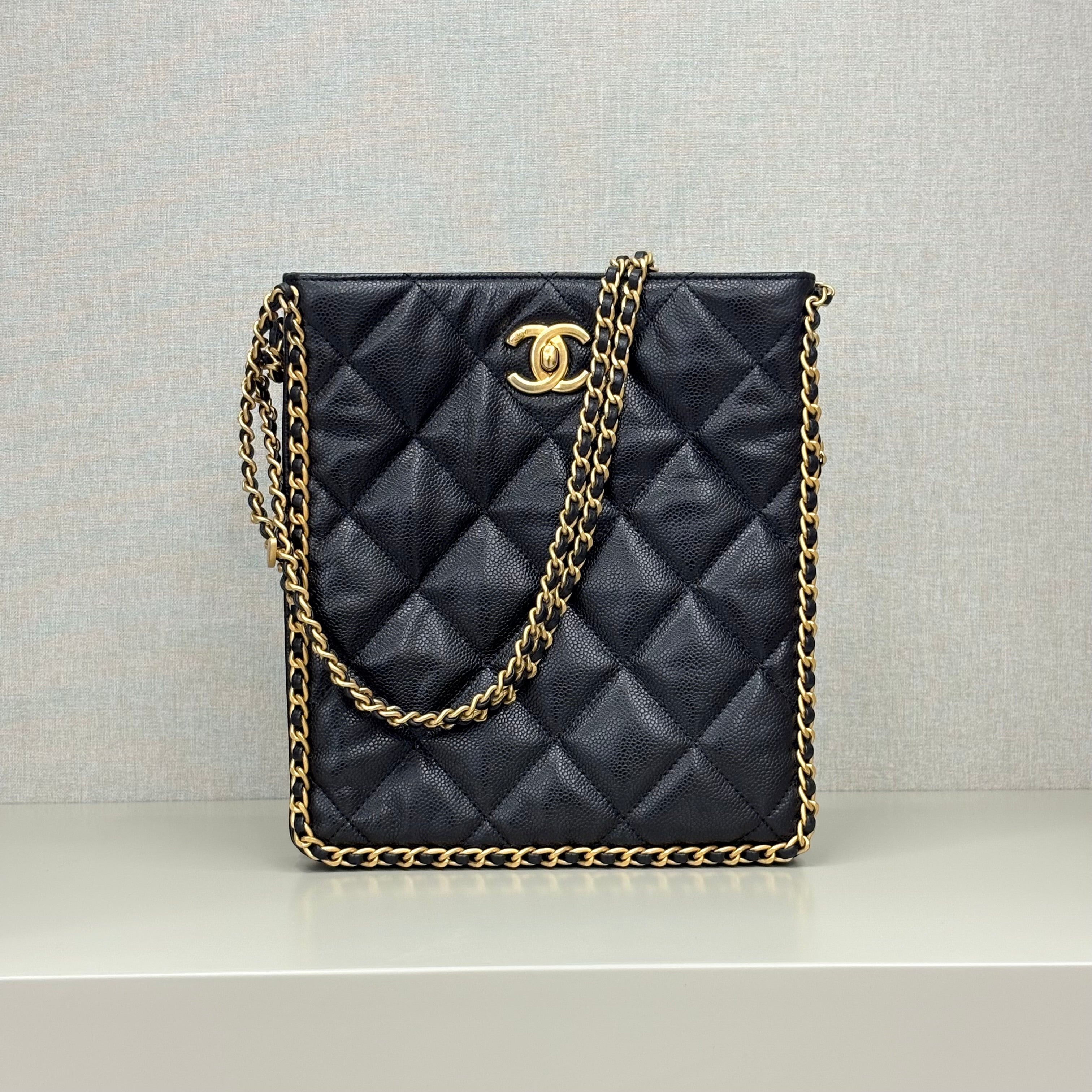 Chanel Mini Tote Black Caviar GHW Pre-Owned