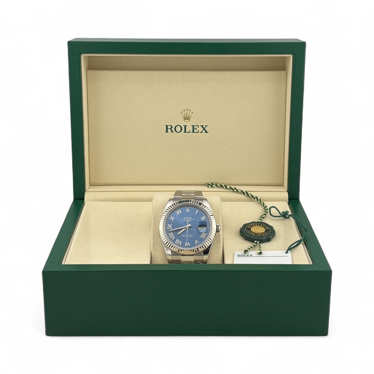 Rolex Datejust Blue Roman Oyster 126334 Feb 2024 Pre-Owned Mint Full Set
