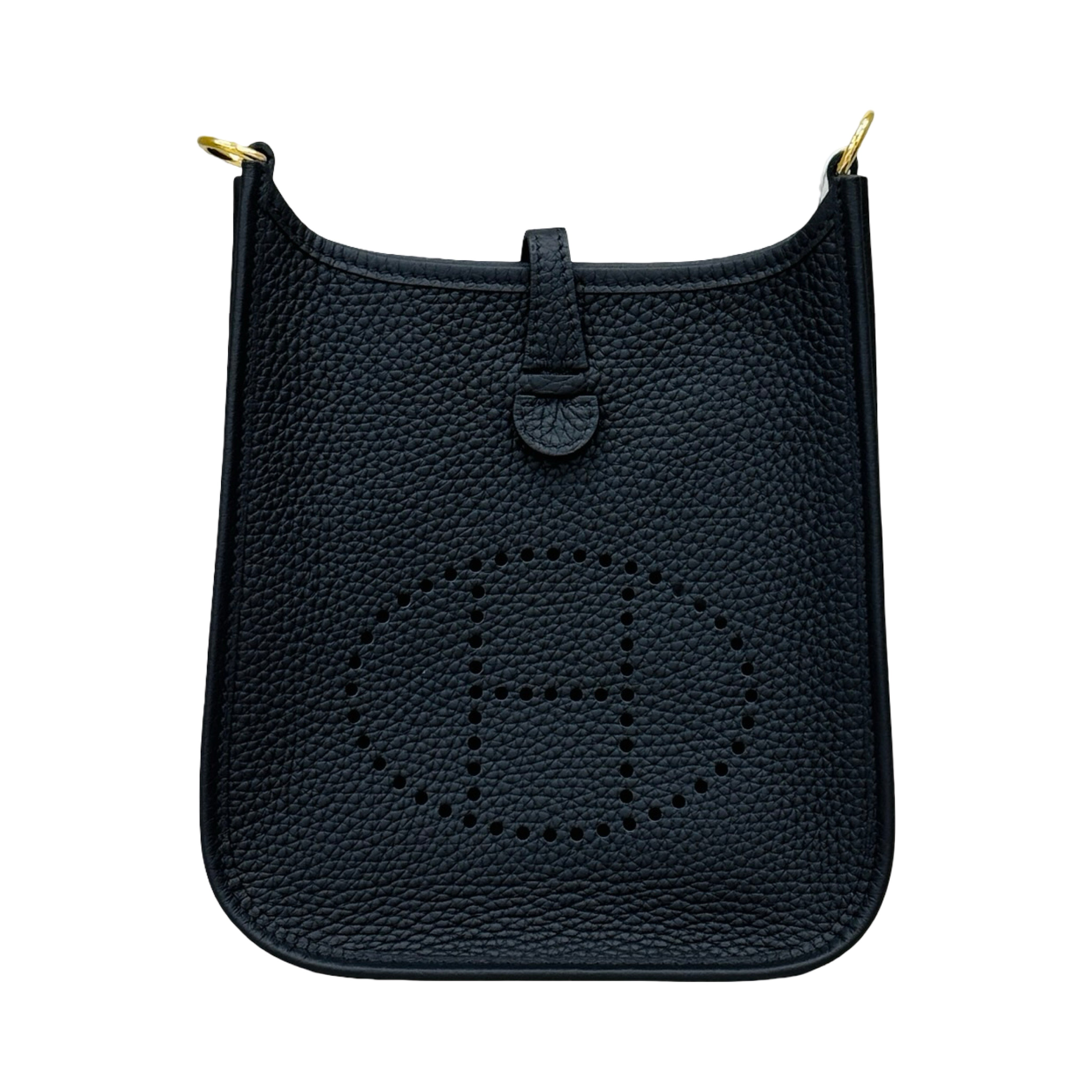 Hermès Mini Evelyne | Black Clemence Leather | Gold Hardware | New