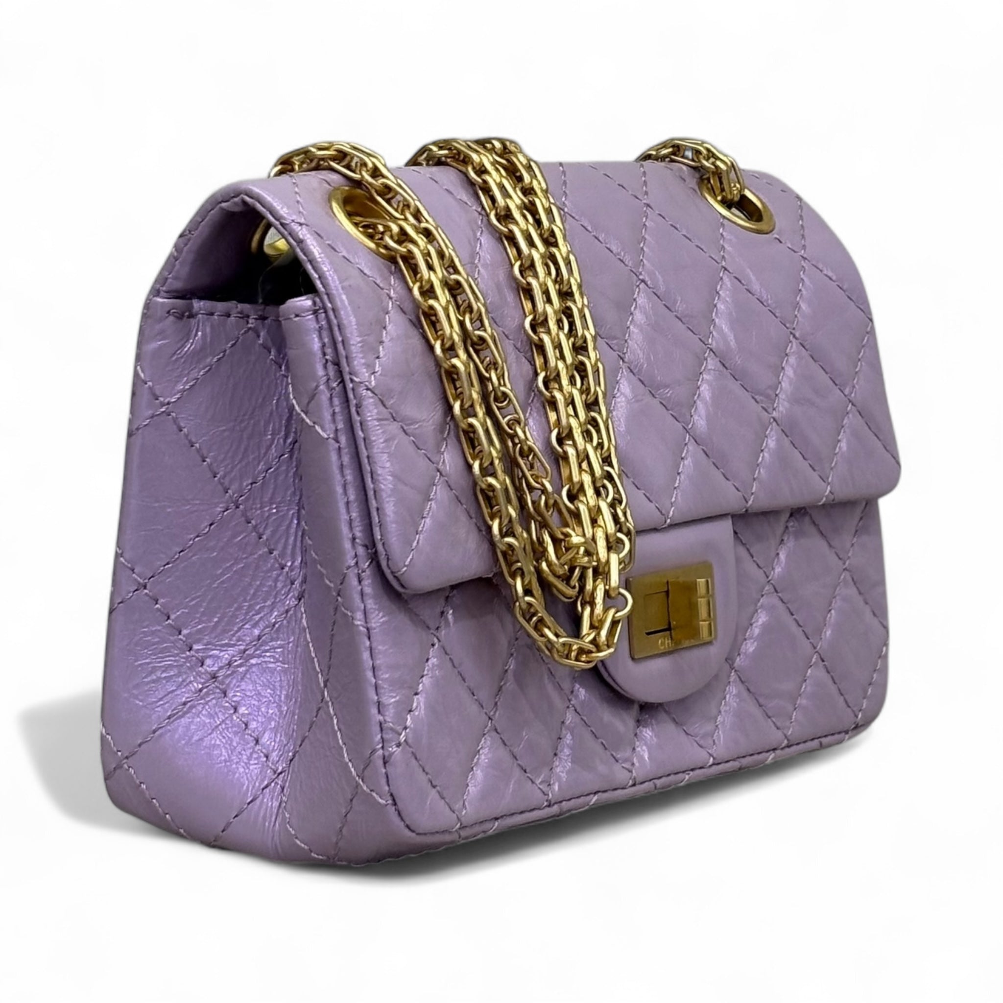 Chanel Mini 2.55 Metallic Purple GHW Pre-Owned