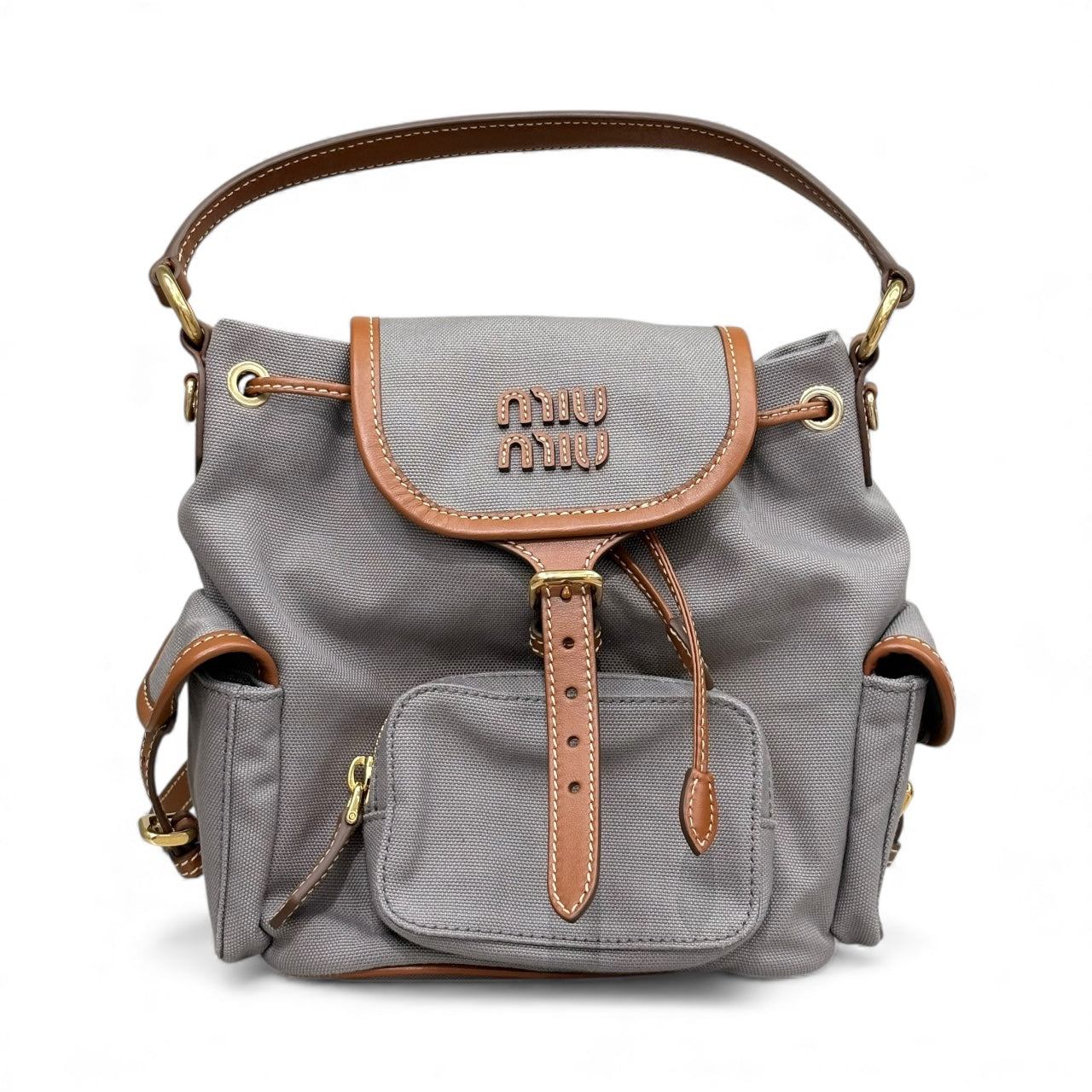 Miumiu Canvas & Leather Backpack Small