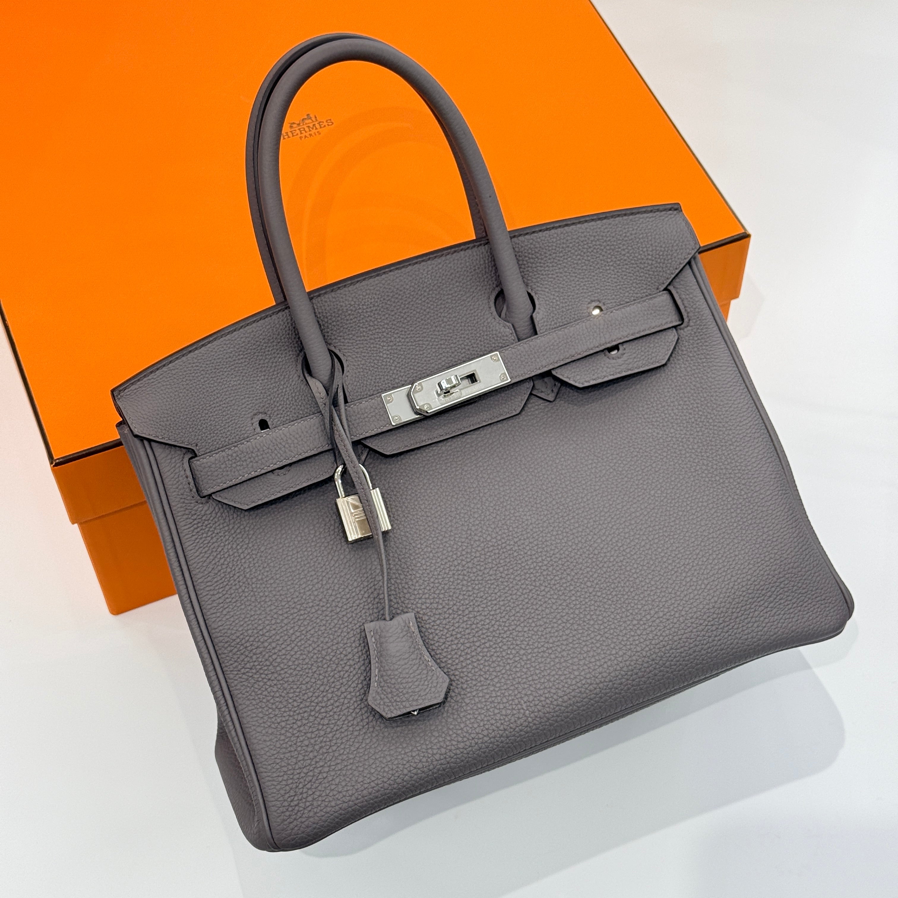 HERMÈS Birkin 30 Togo Etain PHW Stamp D Pre-Owned