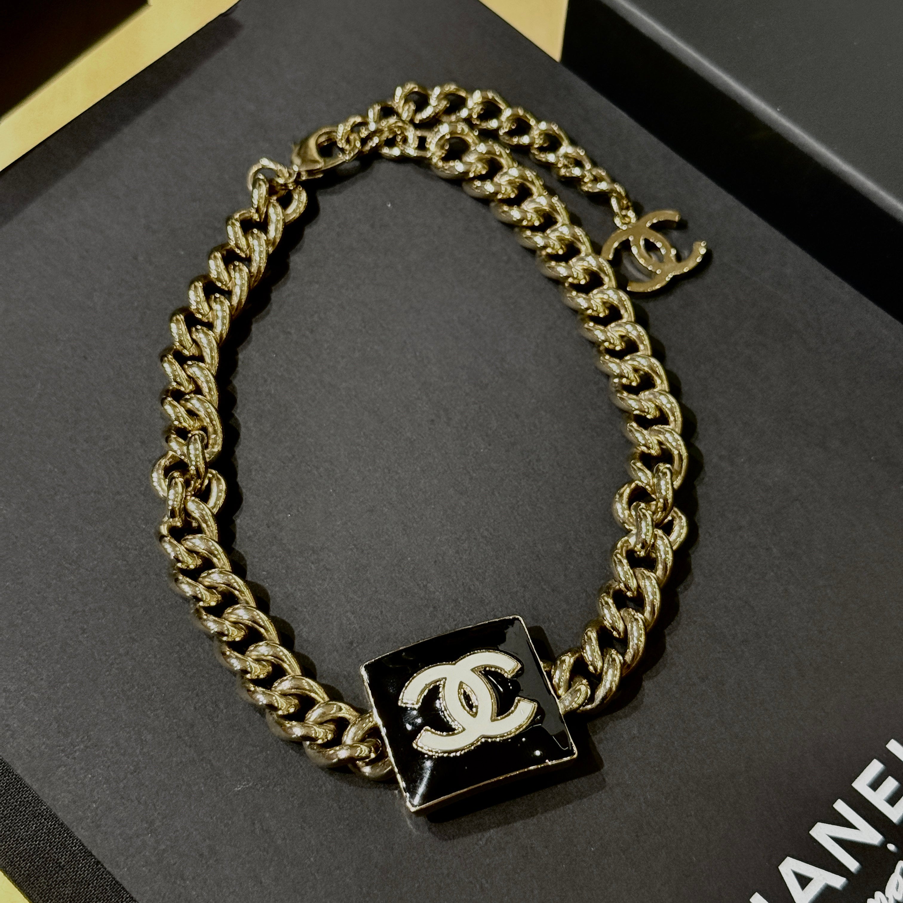CHANEL Necklace Black Gold Pre-Owned