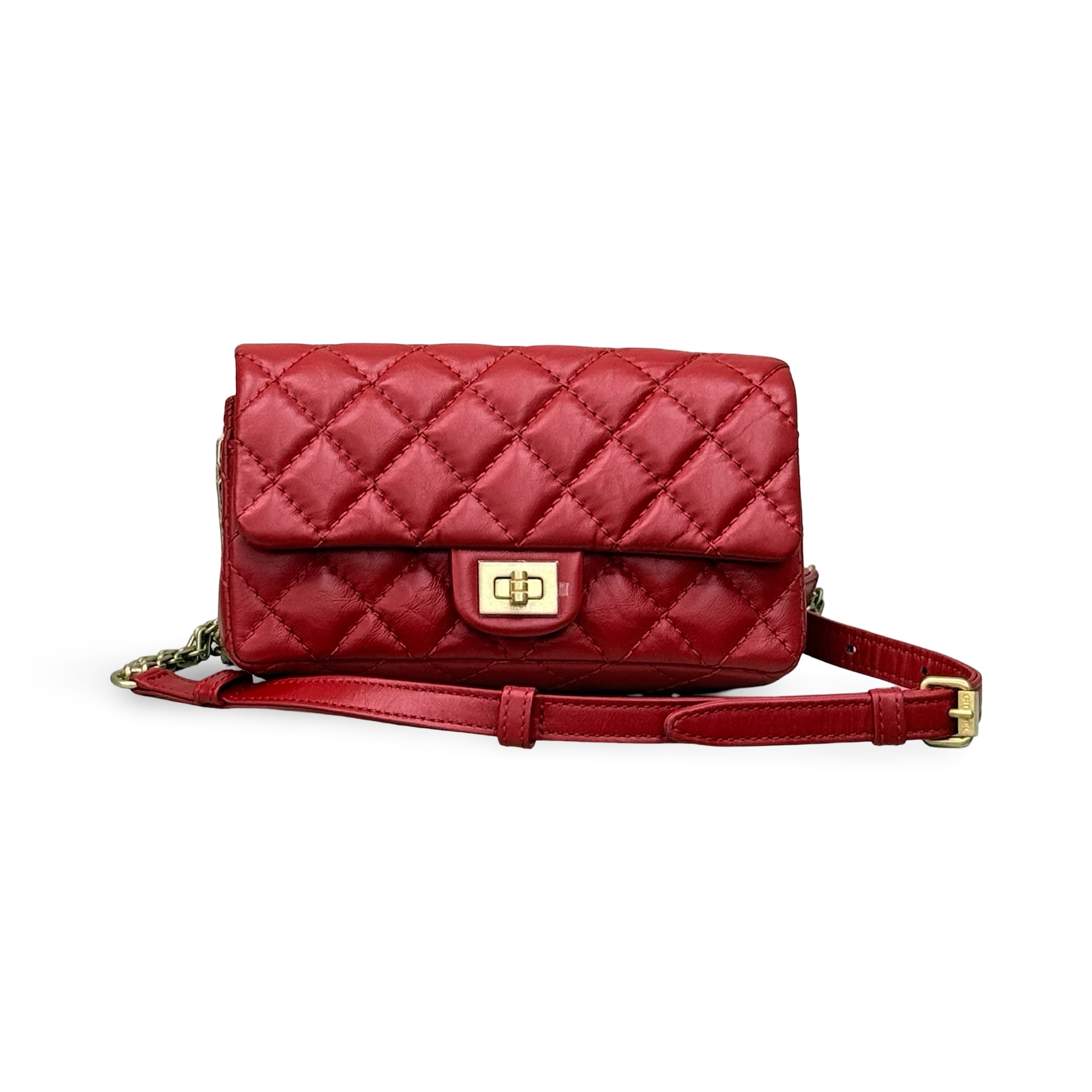 Chanel 2.55 Belt Bag | Red Aged Calfskin | Gold Hardware | Pre-Owned