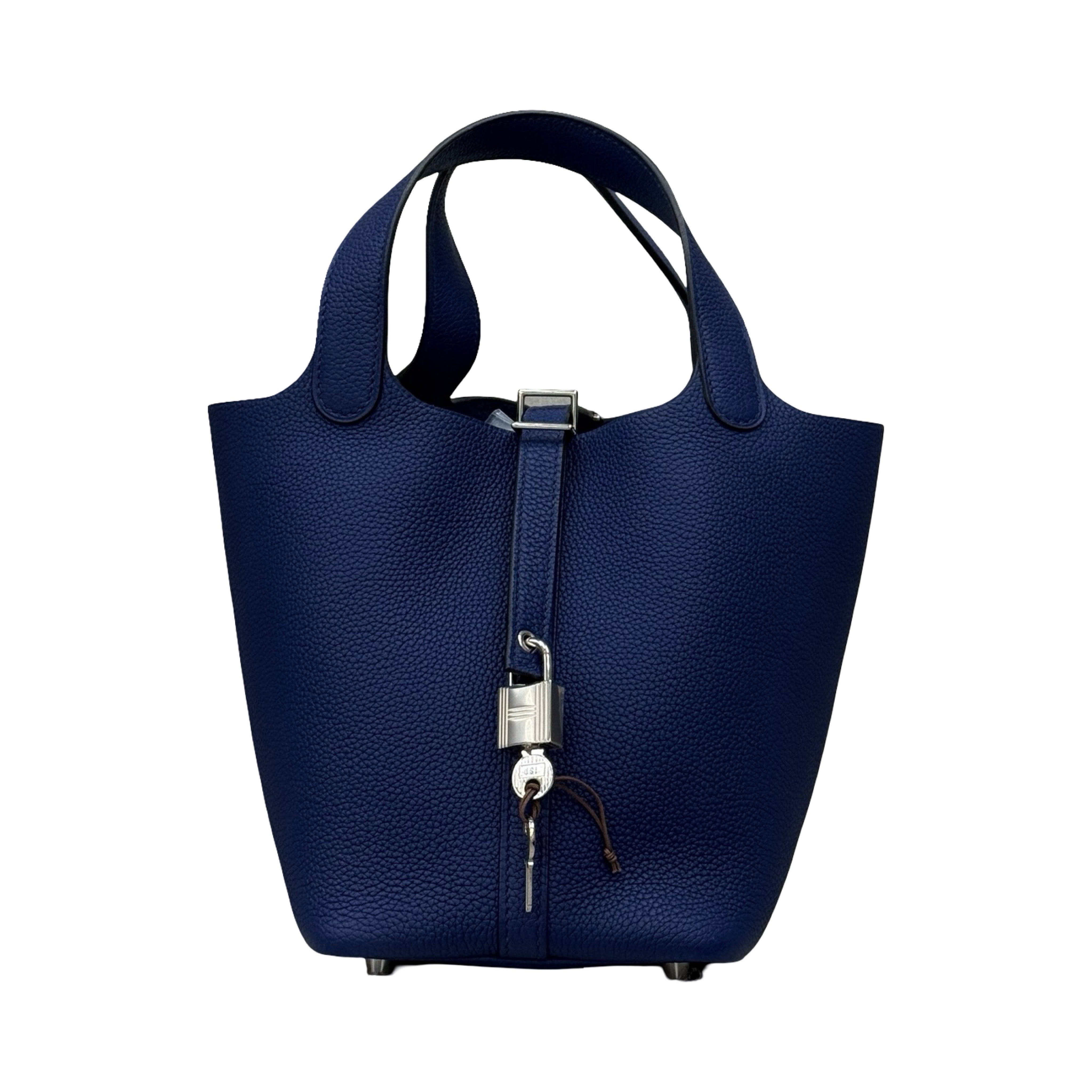 Hermès Picotin 18 | Blue Sapphire Clemence Leather | Palladium Hardware | Pre-Owned