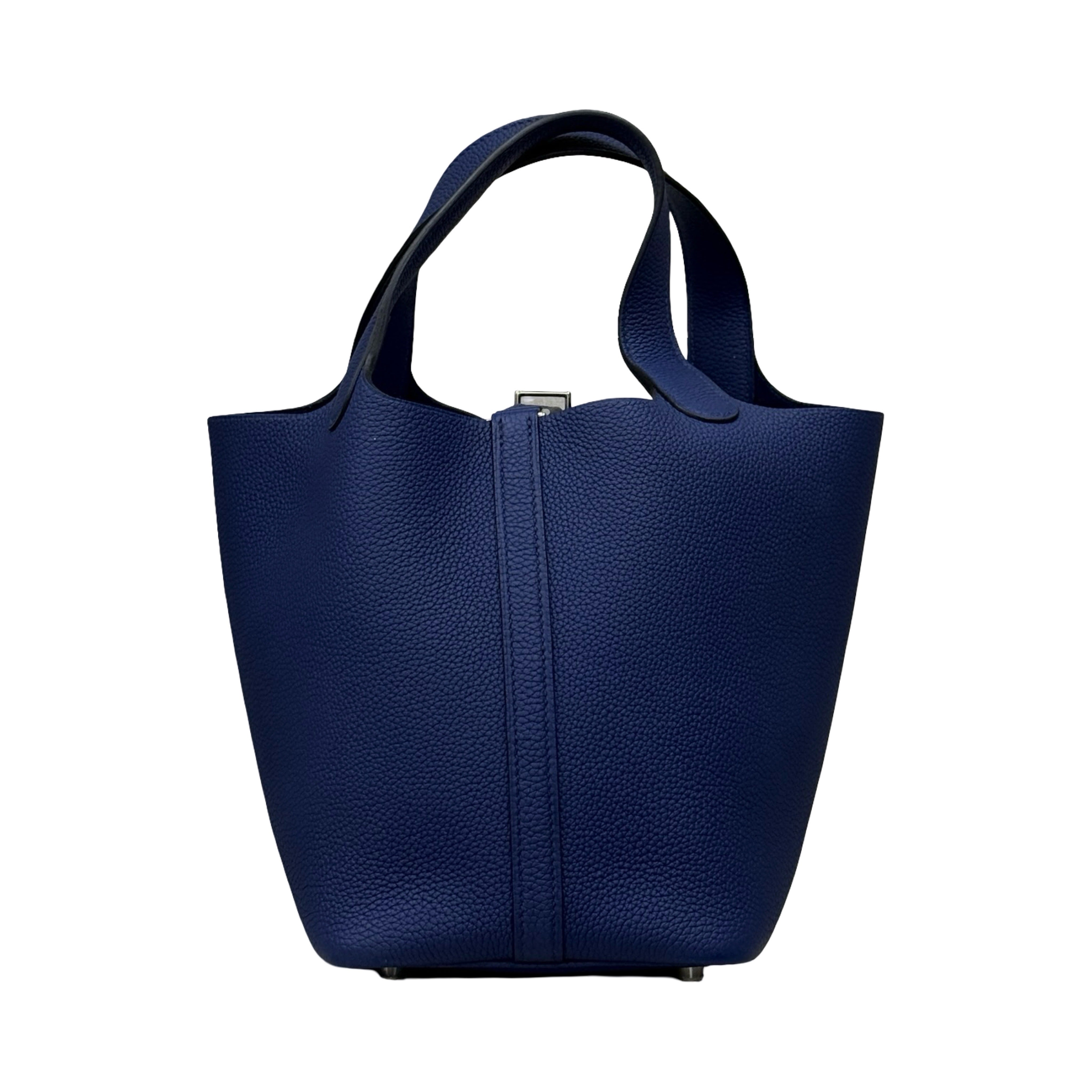 Hermès Picotin 18 | Blue Sapphire Clemence Leather | Palladium Hardware | Pre-Owned