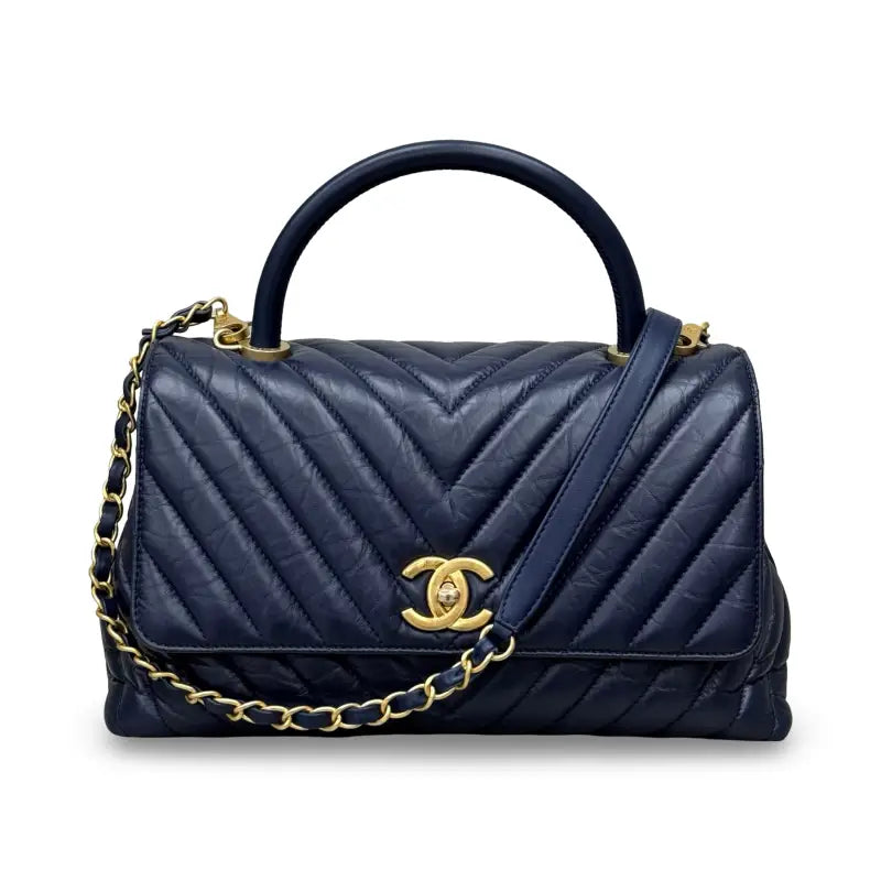 Chanel Coco Crush Navy Blue Bag with Gold Hardware Pre-owned