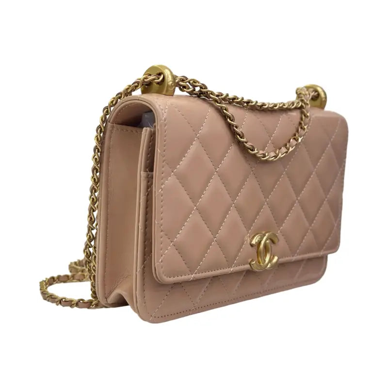 Chanel Perfect Fit Wallet on Chain | Quilted Calfskin | Beige | Pre-Owned Excellent