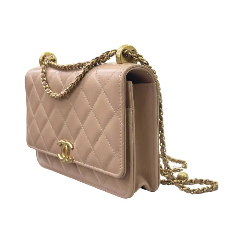 Chanel Perfect Fit Wallet on Chain | Quilted Calfskin | Beige | Pre-Owned Excellent