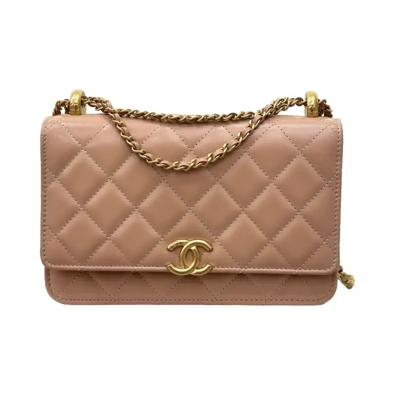 Chanel Perfect Fit Wallet on Chain | Quilted Calfskin | Beige | Pre-Owned Excellent