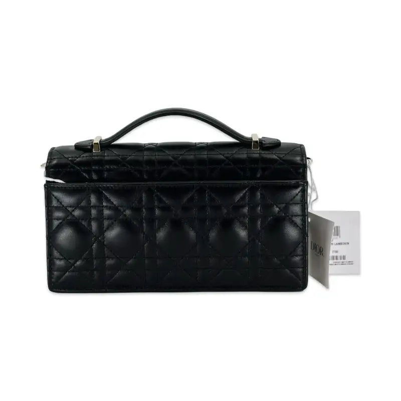 Dior Mini My Dior Top Handle Clutch | Black Lambskin Cannage | NEW