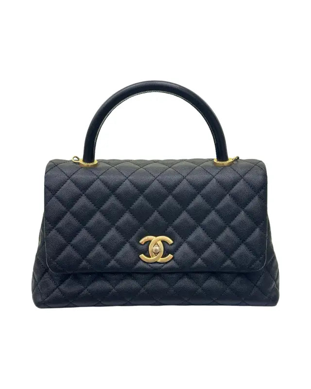Chanel Coco Handle – Medium Black Caviar Leather Gold Hardware Pre-Owned Very Good