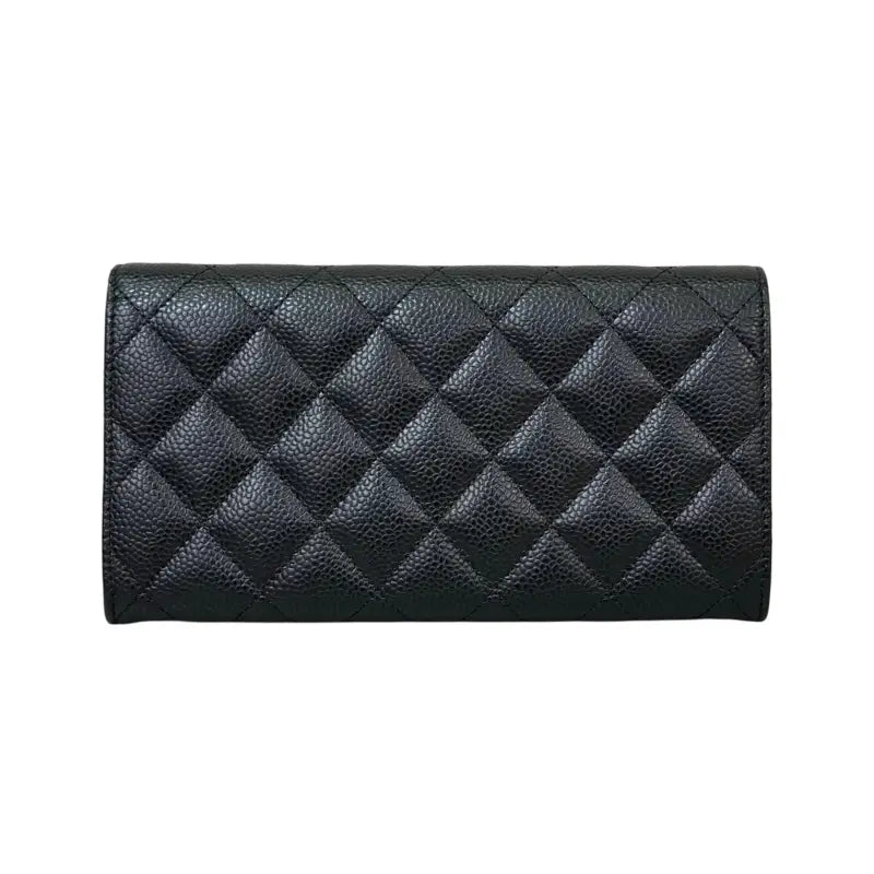 Chanel Classic Flap Open Wallet | Black Caviar Leather | Gold Hardware | Never Worn