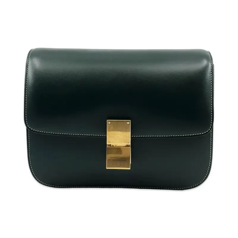 Celine Classic Box Bag Medium | Dark Green Box Calfskin | PRE-OWNED EXCELLENT
