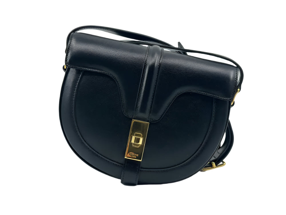 Celine Besace 16 Medium | Black Satinated Calfskin | Gold Hardware | PRE-OWNED EXCELLENT