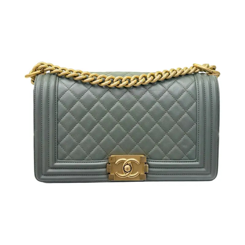 Chanel boy bag quilted leather gold hardware