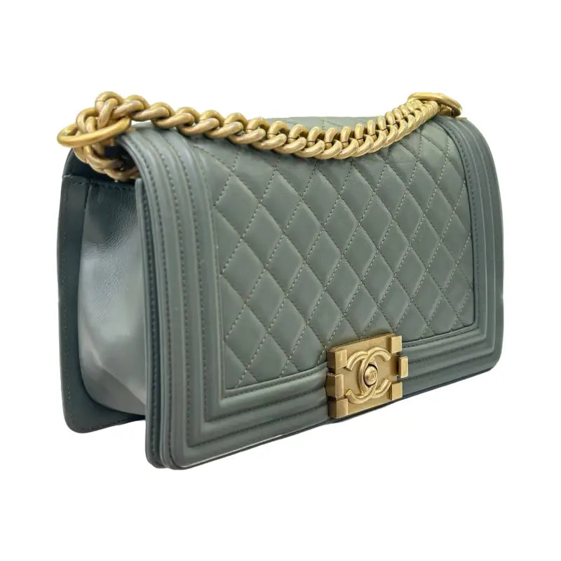 Chanel boy bag quilted leather gold hardware