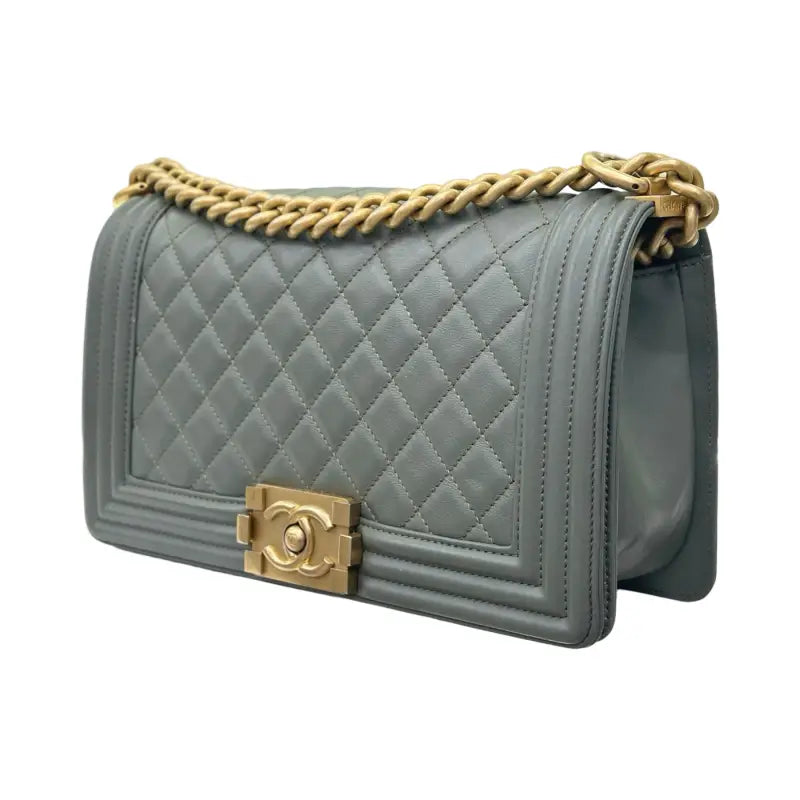 Chanel boy bag quilted leather gold hardware