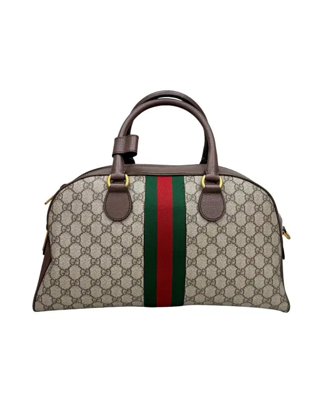Gucci Ophidia Medium Duffle with Supreme Monogram and green red Web Stripe