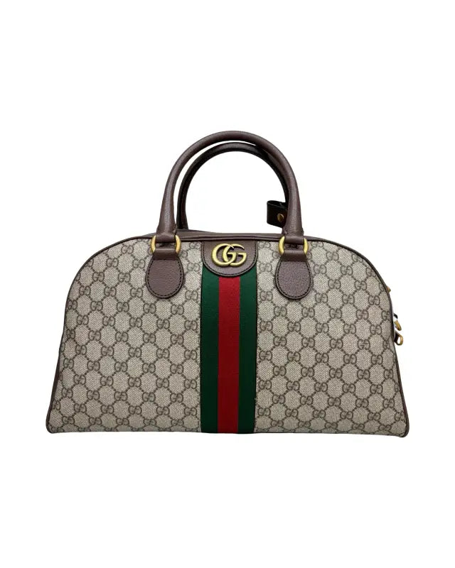 Gucci Ophidia Medium Duffle with Supreme Monogram and Green Red Web Stripe