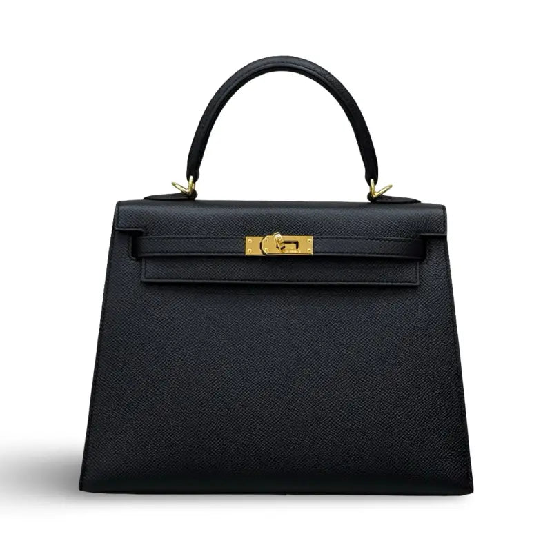 Hermès kelly 25 black epsom leather gold hardware - GLINT
