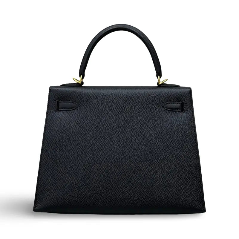 Hermès kelly 25 black epsom leather gold hardware - GLINT