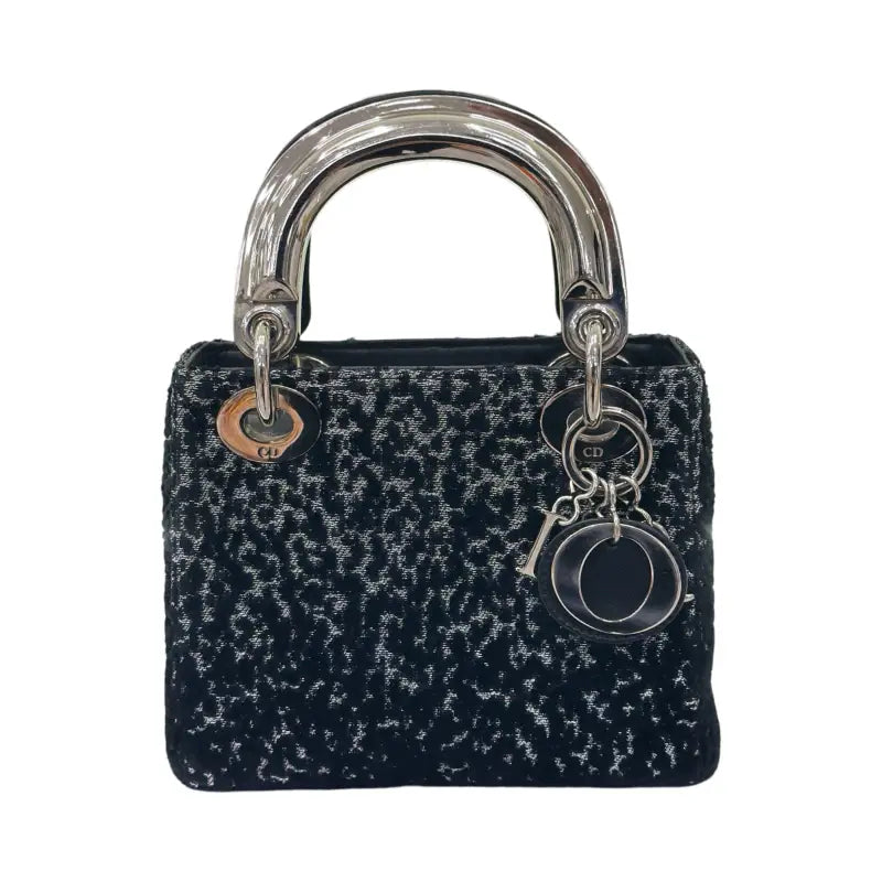 Dior Mini Lady Dior | Black Velvet | Silver Hardware | Pre-Owned Very Good