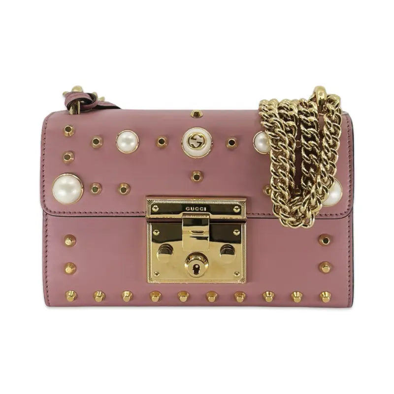 Gucci Padlock Shoulder Bag Small | Pink Studded Calfskin | PRE-OWNED EXCELLENT
