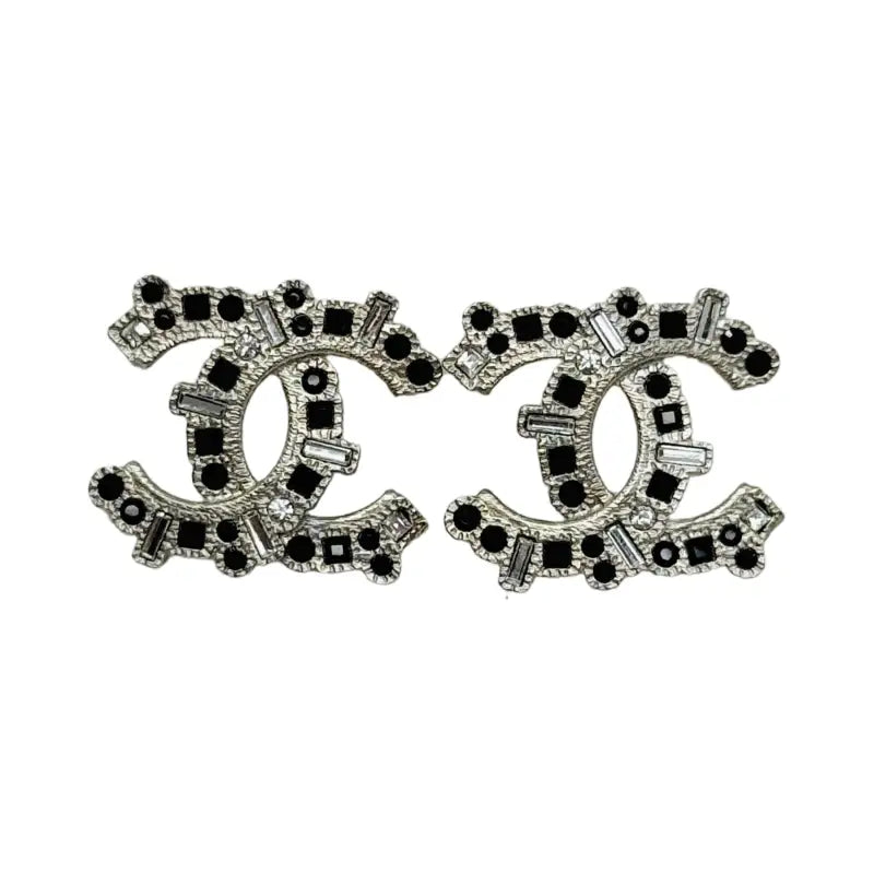 Chanel Earrings | Black & White Crystal | Logo Detail | New