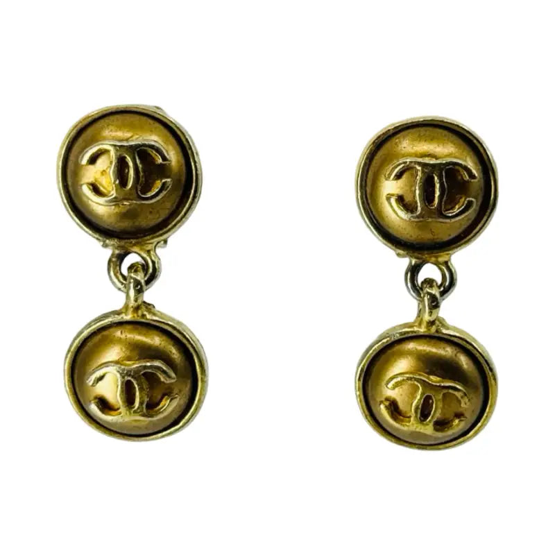 Chanel Ear Clips | Gold Metal | Logo Design | Vintage